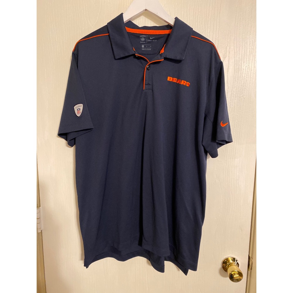 Nike NFL Training Chicago Bears Dri-FIT Polo Shirt Mens XL Navy Blue Orange
0305
